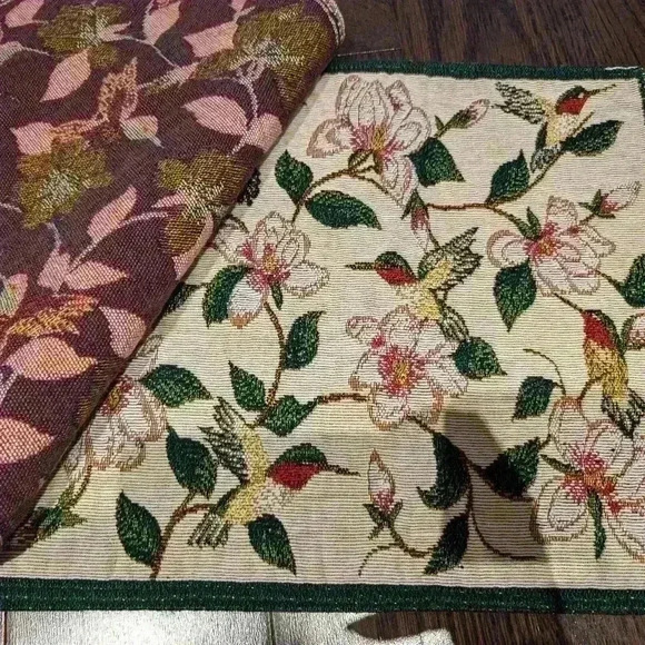 Vintage set of 3 hummingbird embroidered placemats - Picture 4 of 7